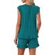 thumbnail image 3 of INSPIRE CHIC Conjunto de pijama de mujer con mangas con volantes, suave y transpirable, conjunto de pantalones cortos de viscosa para estar en casa con cintura elástica 2XL Verde oscuro, 3 of 6
