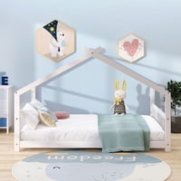 M&Ms - Full Size House Bed Wood Bed, White(Old Sku Wf282522Aak)