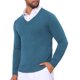 thumbnail image 4 of INSPIRE CHIC Suéter de Hombre de Manga Larga con Cuello en V de Color Sólido Tejido S Azul, 4 of 5