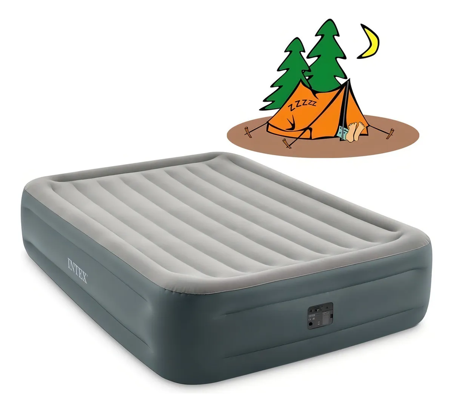 Genérico - Colchón Eléctrico Inflable Dura-Beam 152X203X46 Cm Gde Intex Color Gris