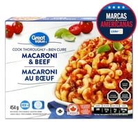 Plato Preparado Macarrones Con Carne 454 G Great Value