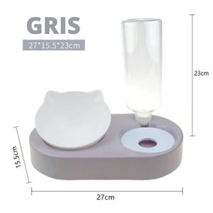 Akirapet - Comedero Para Gatos Con Dispensador De Agua Gris