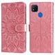 thumbnail image 1 of Funda tipo cartera FOXDOCK para Xiaomi Redmi 9C , diseño girasol en relieve, cuero PU, cierre magnético, soporte y tarjetero, 1 of 5