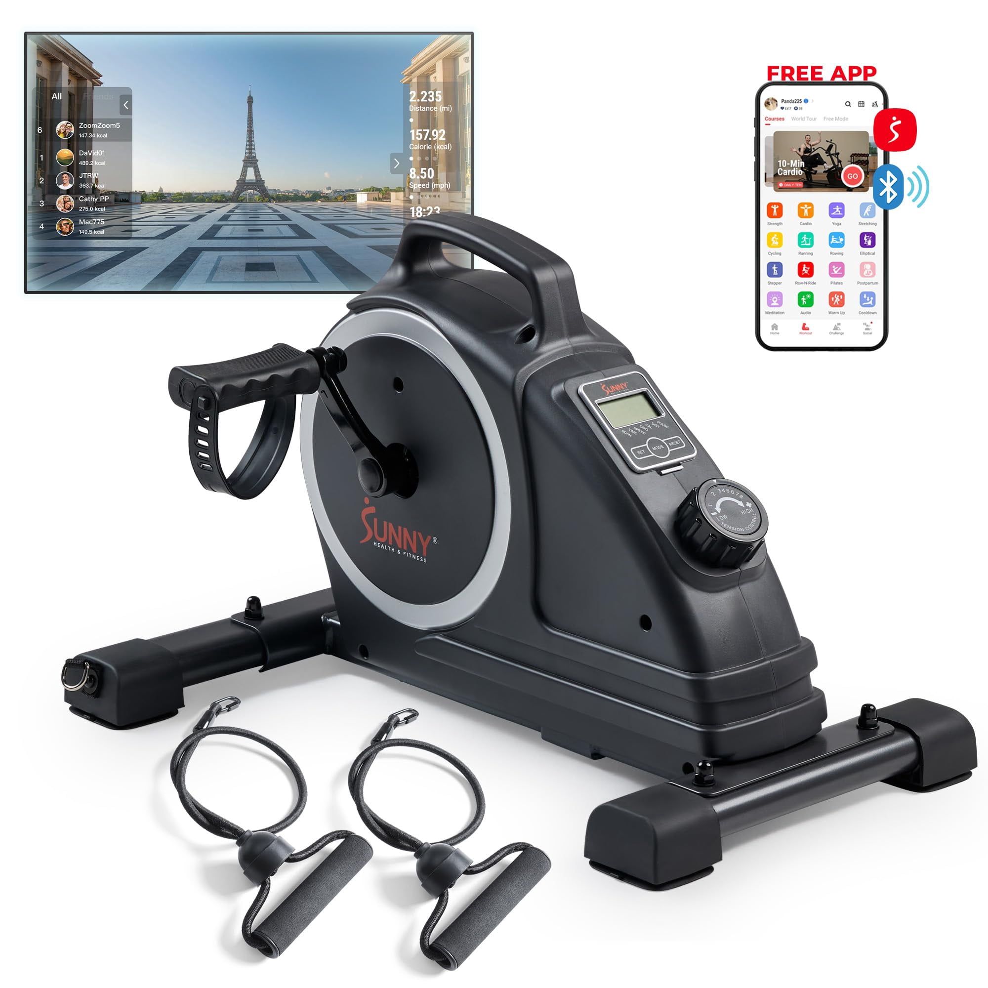Sunny Health & Fitness - Bicicleta Estática Compacta Magnética Sunny Health Sf-b020026smart
