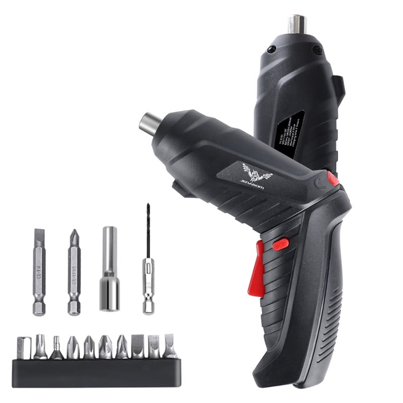 Atornillador Inalámbrico Negro Jenabom, Juego De Accesorios De 14 Piezas Con Luz Led, Juego De Mini Taladros Recargables De 3,6 V, Adecuado Para La Reparación Y El Mantenimiento De Muebles.
