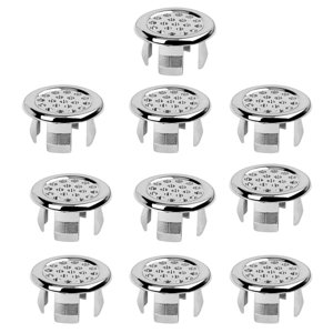 Magideal - 10X Desbordamiento De Fregadero De Baño, Cubierta De Drenaje De Desbordamiento, Cubierta Redonda Para Lavabo, Inserto De Fregadero Pequeño De Desborda Malla