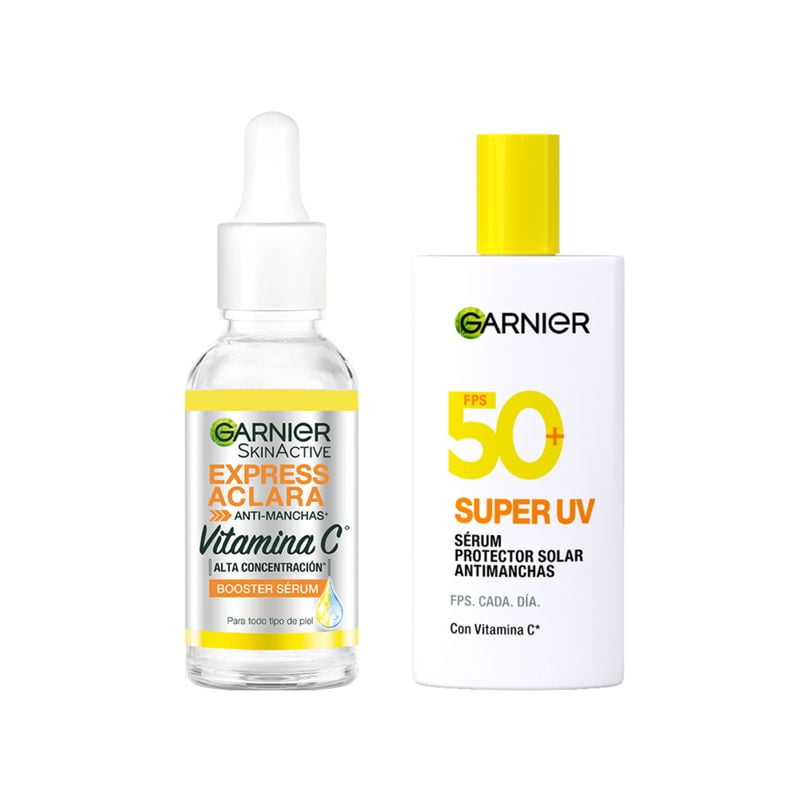 Loreal - Pack Serum Garnier Express Aclara + Protector Solar Super Uv Fluido