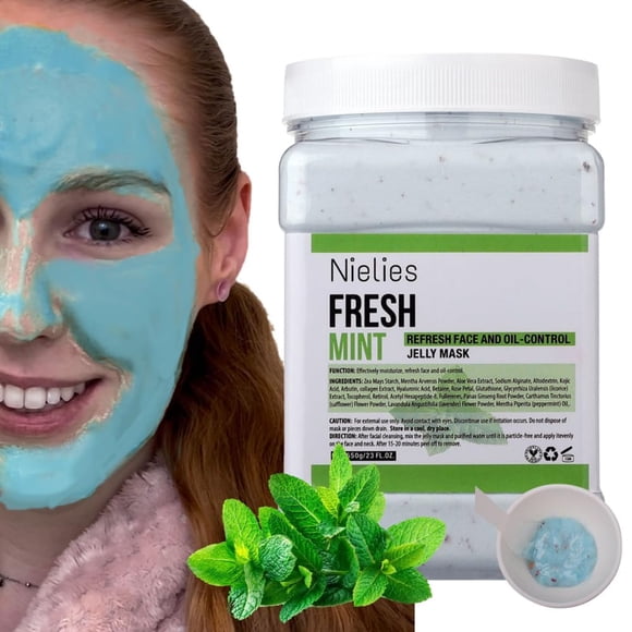 Máscara de gelatina Nielies para el cuidado facial de la piel, menta fresca, vegana