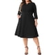 thumbnail image 2 of Agnes Orinda Trajes de Halloween Vestido de Talla Grande para Mujer Invitada de Boda Trabajo Midi Escote en V con Muesca Vestidos de Línea A de Manga 3/4 4X Negro, 2 of 6