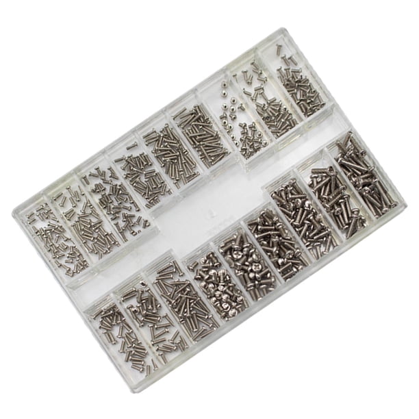 500x DIY 18 Tamaños Mini Tuercas de Tornillo, Accesorios Mini Tornillos Resistentes al Desgaste con Caja de Almacenamiento Tornillos Pequeños , estilo A