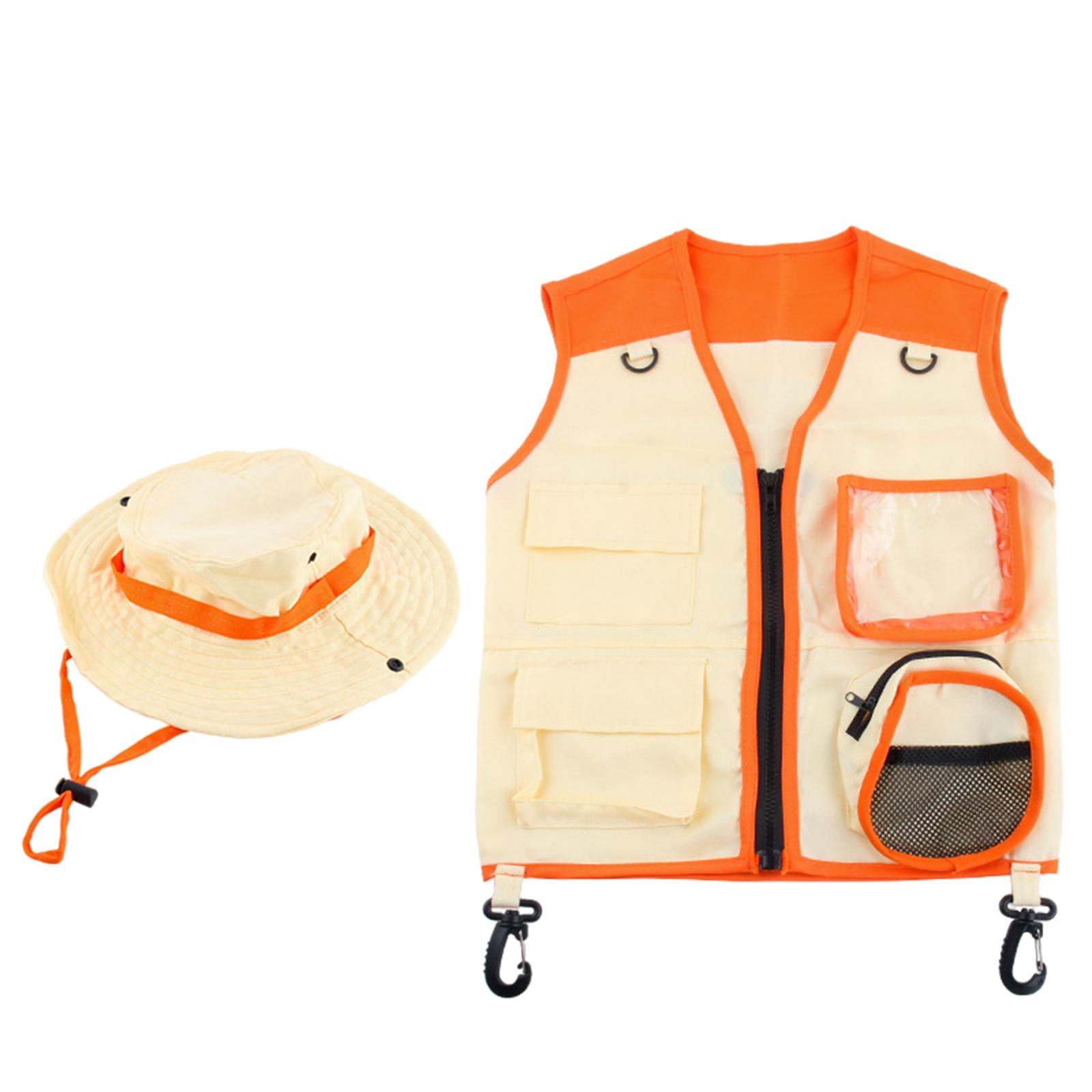 Bothyi - Kit De Disfraz De Explorador Para Niños, Conjunto De Chaleco Y Sombrero, Disfraces De Cosplay Para Niños, Naranja