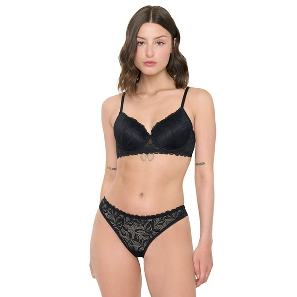 Colaless Mujer Negro Encaje Corona