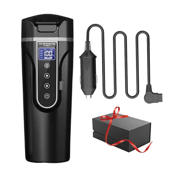 Hervidor de viaje para coche de 24V/12V, taza calefactora para coche, temperatura ajustable, taza de café de viaje, Hervidor eléctrico para vehículos, , negro