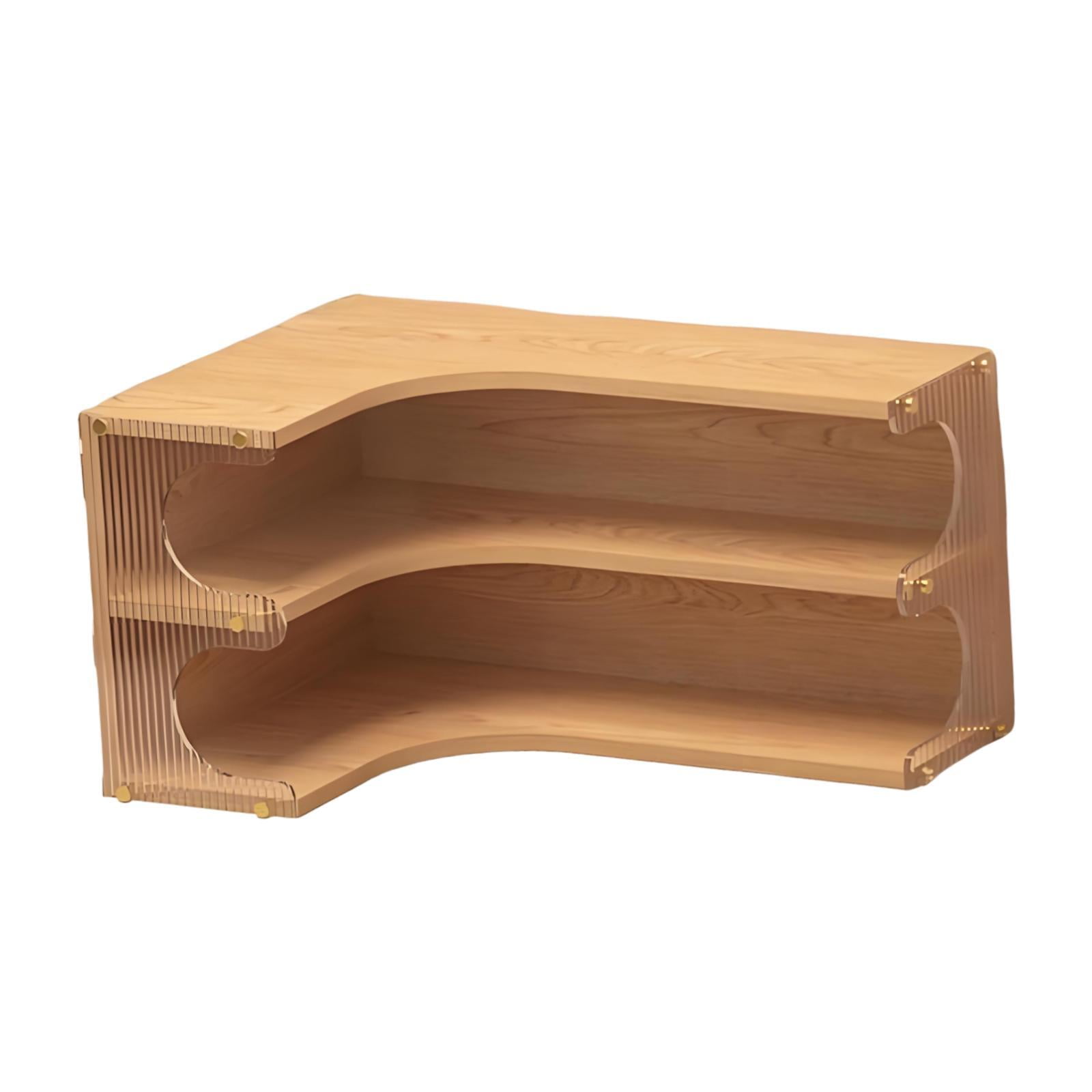 Magideal - Estante Esquinero Para Escritorio, Unidad De Almacenamiento, Organizador De Mostrador, Estante De Exhibición, Versátil Botellero De Agua, 2 Niveles, P Color Madera