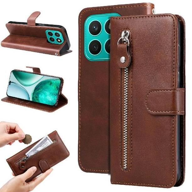 Funda con Cremallera para Honor X8C, Carcasa Cartera de Cuero PU con Soporte y Tarjetero