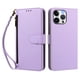 thumbnail image 1 of Funda Tipo Billetera para iphone14 Promax con Soporte y Bolsillo con Cierre Morado, 1 of 1