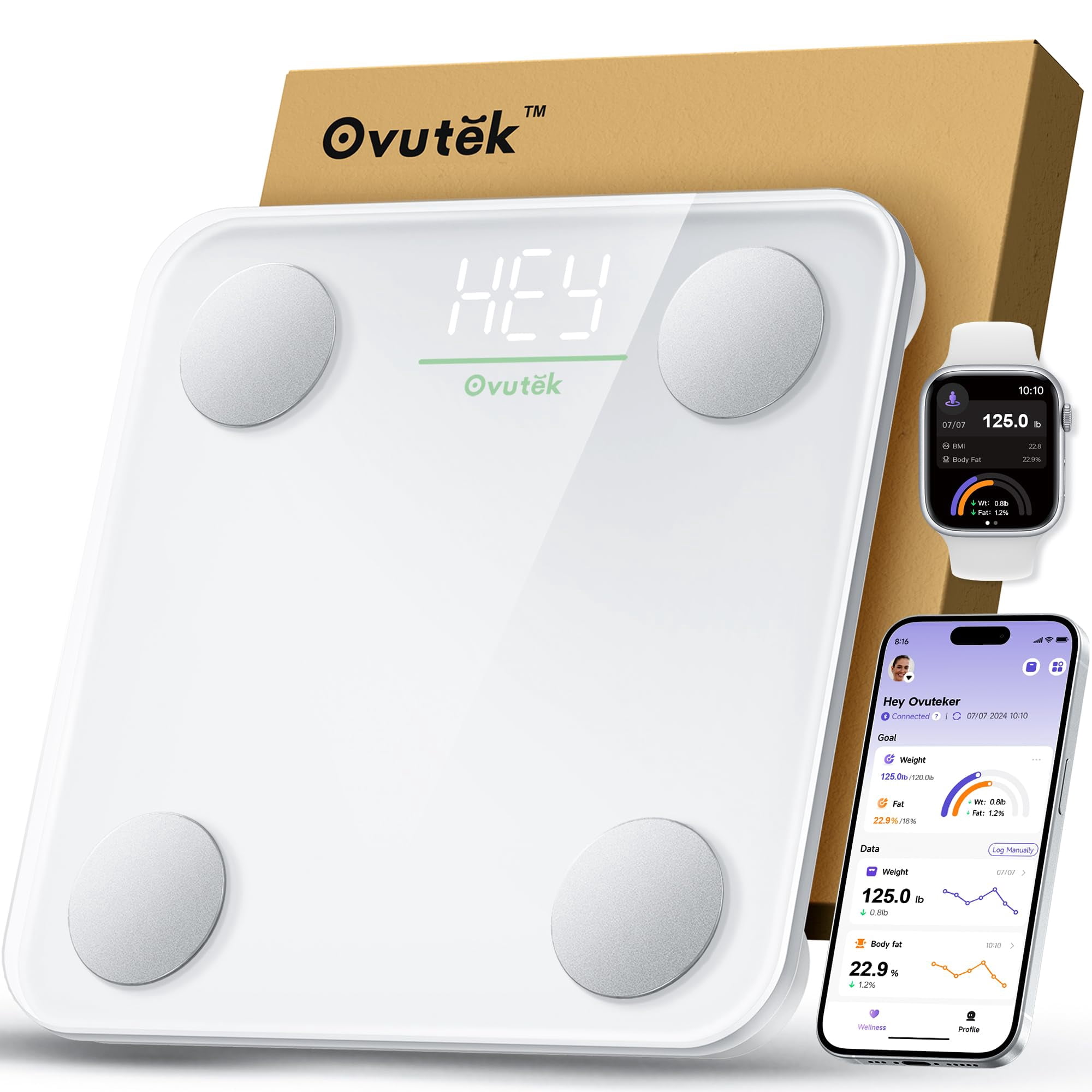 Báscula Inteligente Ovutek Ovutek Para Peso Corporal Con Imc Y Grasa Corporal