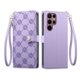 thumbnail image 1 of Funda Billetera con Cierre para [samsung galaxy S22 Ultra] con Tarjetero, Soporte y Correa de ManoMorado, 1 of 5