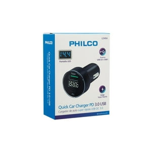 Cargador 3.0 Usb Con Pant Led Philco