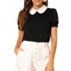 thumbnail image 1 of INSPIRE CHIC Blusa Vintage de Mujer para Regreso a Clases con Cuello Peter Pan en Contraste y Mangas Cortas Abullonadas L Negro, 1 of 7
