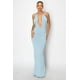 thumbnail image 2 of Saronite Vestido de Fiesta de Corte Alto, Elástico, con Escote en V Profundo, Espalda Descubierta y Abertura, Azul Claro (para Mujer), 2 of 2