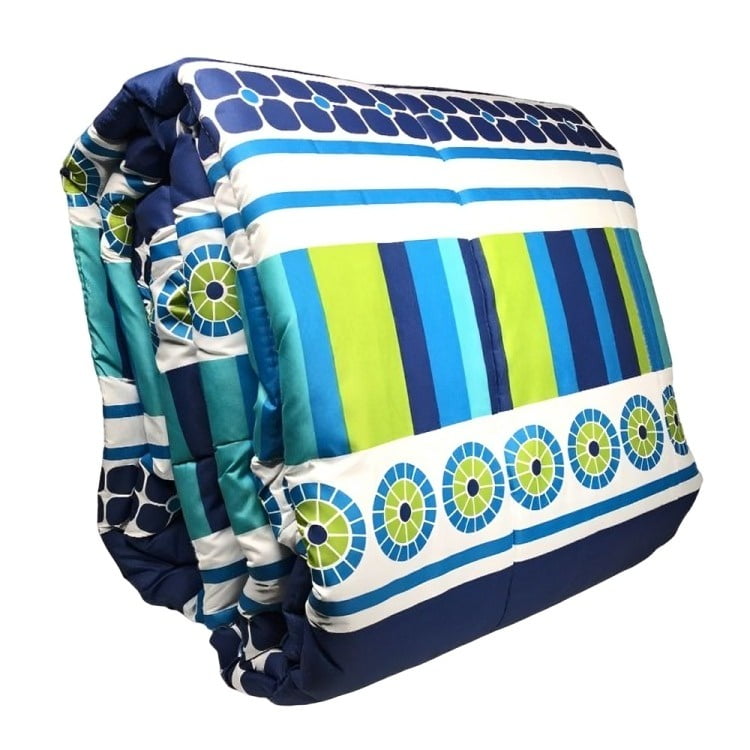 Plumón Estampado + Funda + Sábanas 1.5 Plazas / Geométrico Azul Verde – Key Home 175×240 Cm.