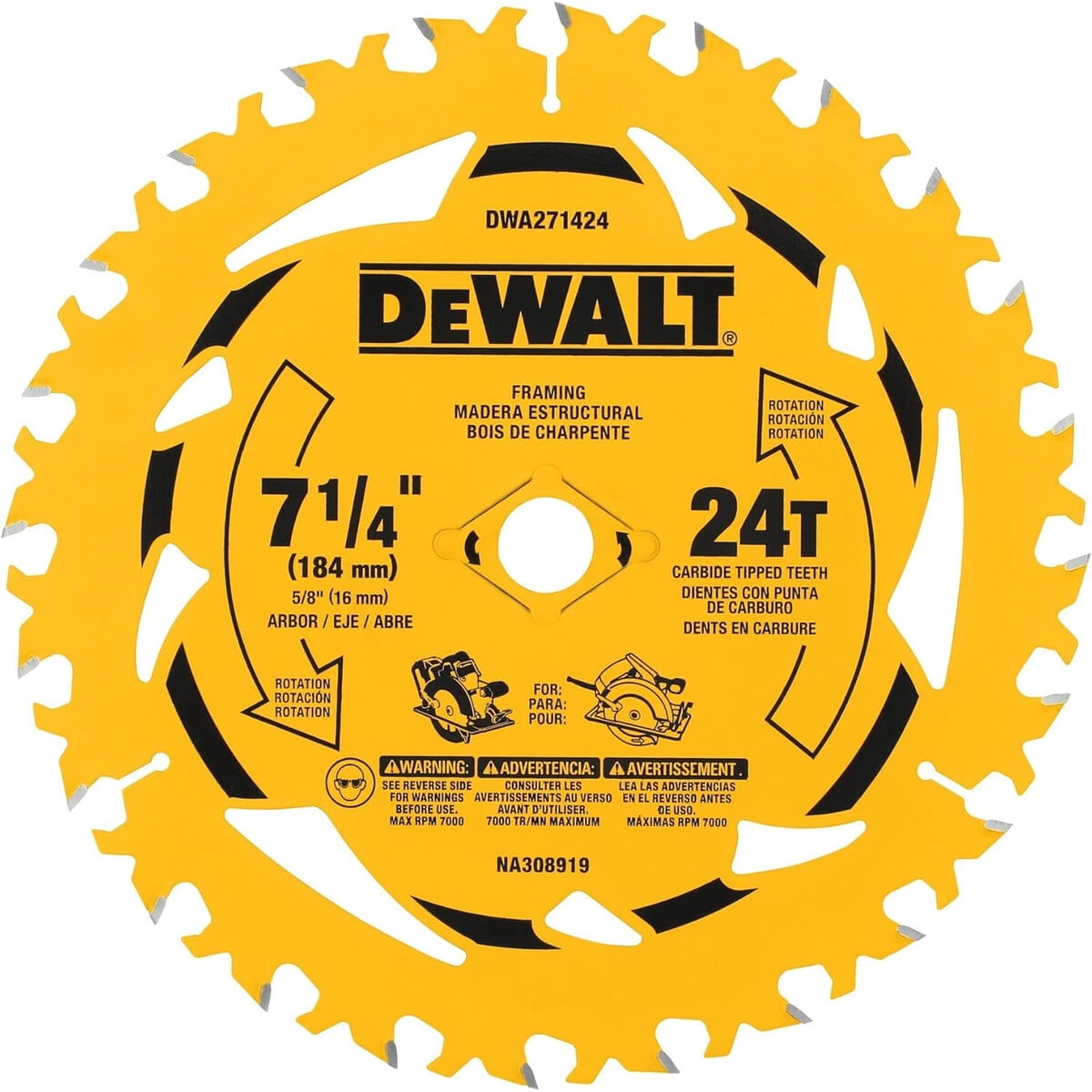 Disco Sierra Circular Dewalt 7 1/4 Pulg 24d Hss