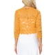 thumbnail image 3 of INSPIRE CHIC Chaquetas de Mujer de Encaje Floral Cárdigan de 3/4 Mangas Cubierta Transparente Superior Amarillo Brillante L, 3 of 6