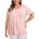 thumbnail image 1 of GRACIA Y GRANDEZA Blusas de Mujer Tallas Grandes Mangas Cortas Plisadas Cuello Redondo Casual Volante Tops de Verano 4X Rosa, 1 of 7