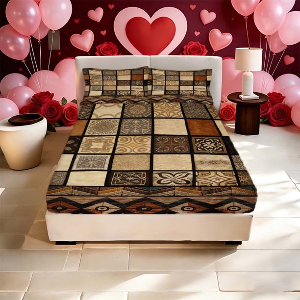 Fabric Texture Printed Bed Cover Set Made from Soft And Comfortable Material for a Pleasant Sleeping Experience Suitable for Various Bed Sizes Ideal for Homes H