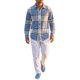 thumbnail image 2 of Camisa de Cuadros de Manga Larga de Ajuste Regular para Hombre XL Azul, 2 of 5