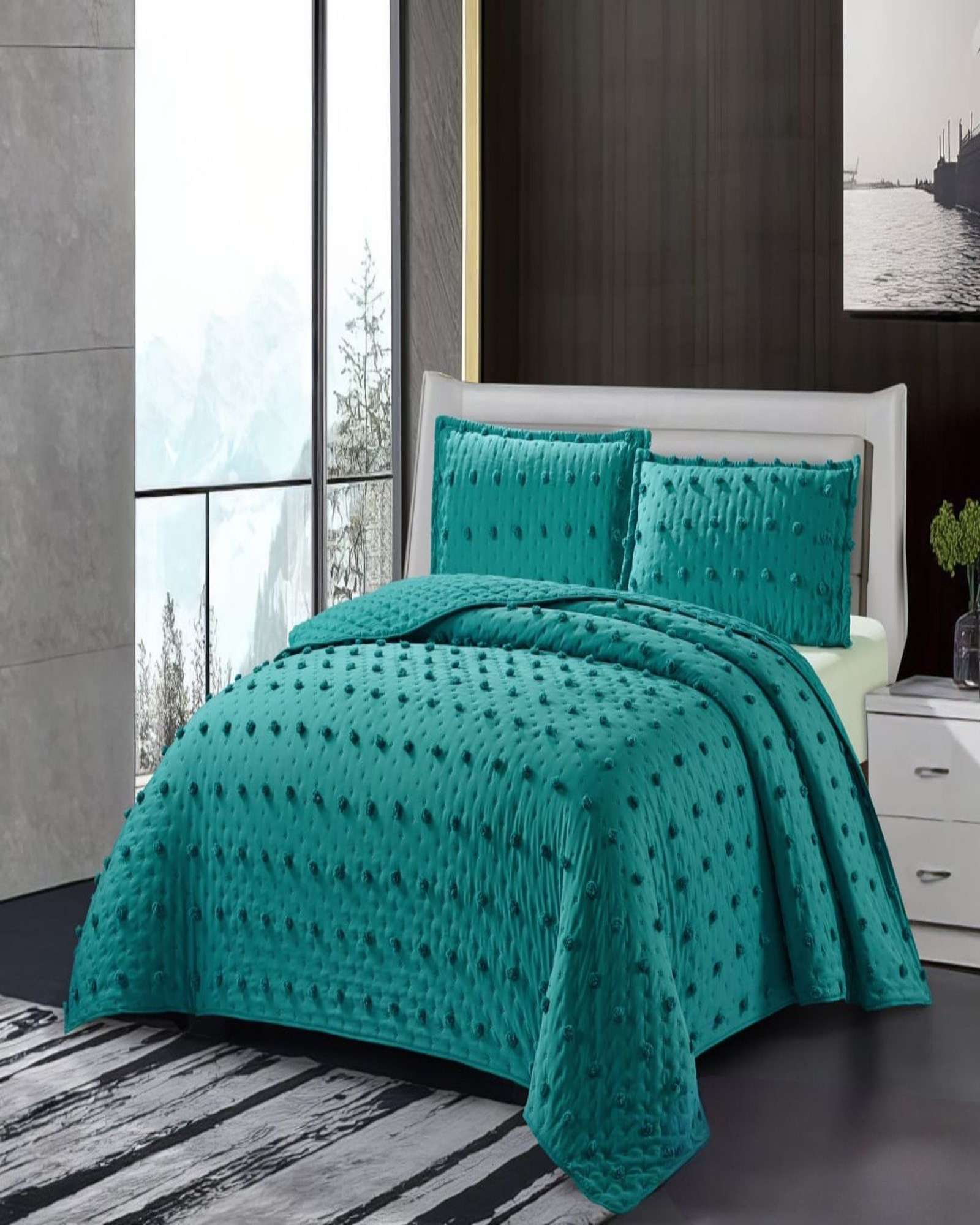 Tengfei - Cobertor Colcha Quilt Tufting De Lujo Suave 2 Plazas