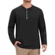 thumbnail image 1 of Camisetas Henley de Hombre Manga Larga Casual Botón Algodón Pullover Camiseta XL Negro, 1 of 6