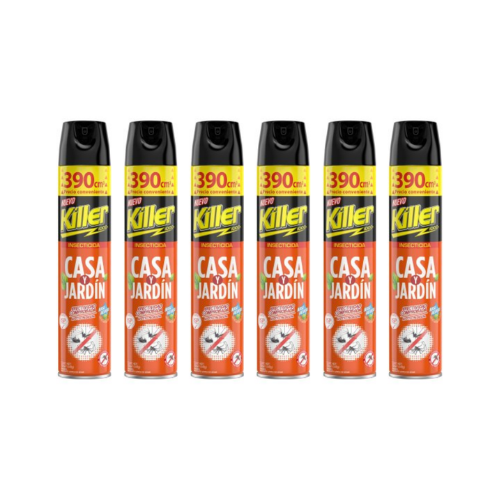 Killer - Pack 6 Insecticida En Aerosol 390cc Casa Y Jardin