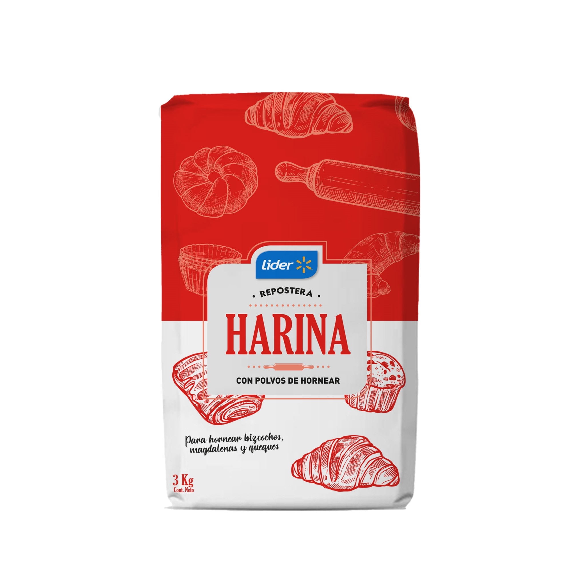 Harina Con Polvos De Hornear 3 kg Lider