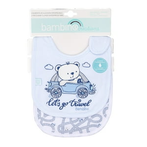 Bambino - Set 2 Babero Algodón Impermeable Celeste Transportes Niño