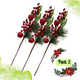 thumbnail image 1 of Pack 3 Bayas Ramas Flores Artificiales Acebo Tallos Navidad 2025, 1 of 5