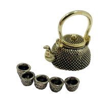 Bothyi - Juego De Tetera Con 5 Tazas, Colección De Té, Casa De Muñecas 1:12, Juguete En Miniatura, Decoración, Regalo Dorado