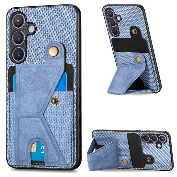 Funda Resistente para Samsung Galaxy S24 Plus con Tarjetero y Soporte, Diseño Magnético Azul