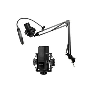 Philco - Kit Grabacion Microfono Negro Antipop Atril Metalico