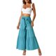 thumbnail image 2 of INSPIRE CHIC Pantalones Boho para Mujer Cintura Alta Elástica Acampanados con Volantes Palazzo Chic Pantalones de Pierna Ancha S Azul Lago, 2 of 6