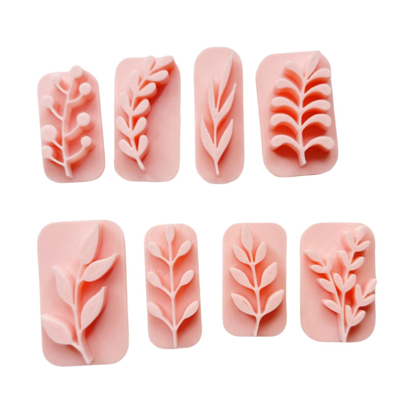 Magideal - 8 Sellos De Arcilla Polimérica Para Repujado, Accesorios Para Galletas, Portátiles, Multifuncionales Y Reutilizables, Para Cocina, Con Forma De Hoja.