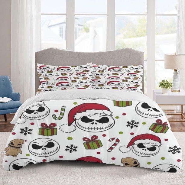 The Nightmare Before Christmas Bedding Sets Cartoon Duvet Cover Lightweight 3 Piece Bet Sets for Kids Boys Girls