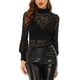 thumbnail image 1 of INSPIRE CHIC Blusa Floral de Encaje Semitransparente de Malla con Cuello Alto y Manga Larga para Mujer S Negro, 1 of 6
