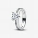 thumbnail image 1 of Anillo Doble Banda Corazón Plata, 1 of 4
