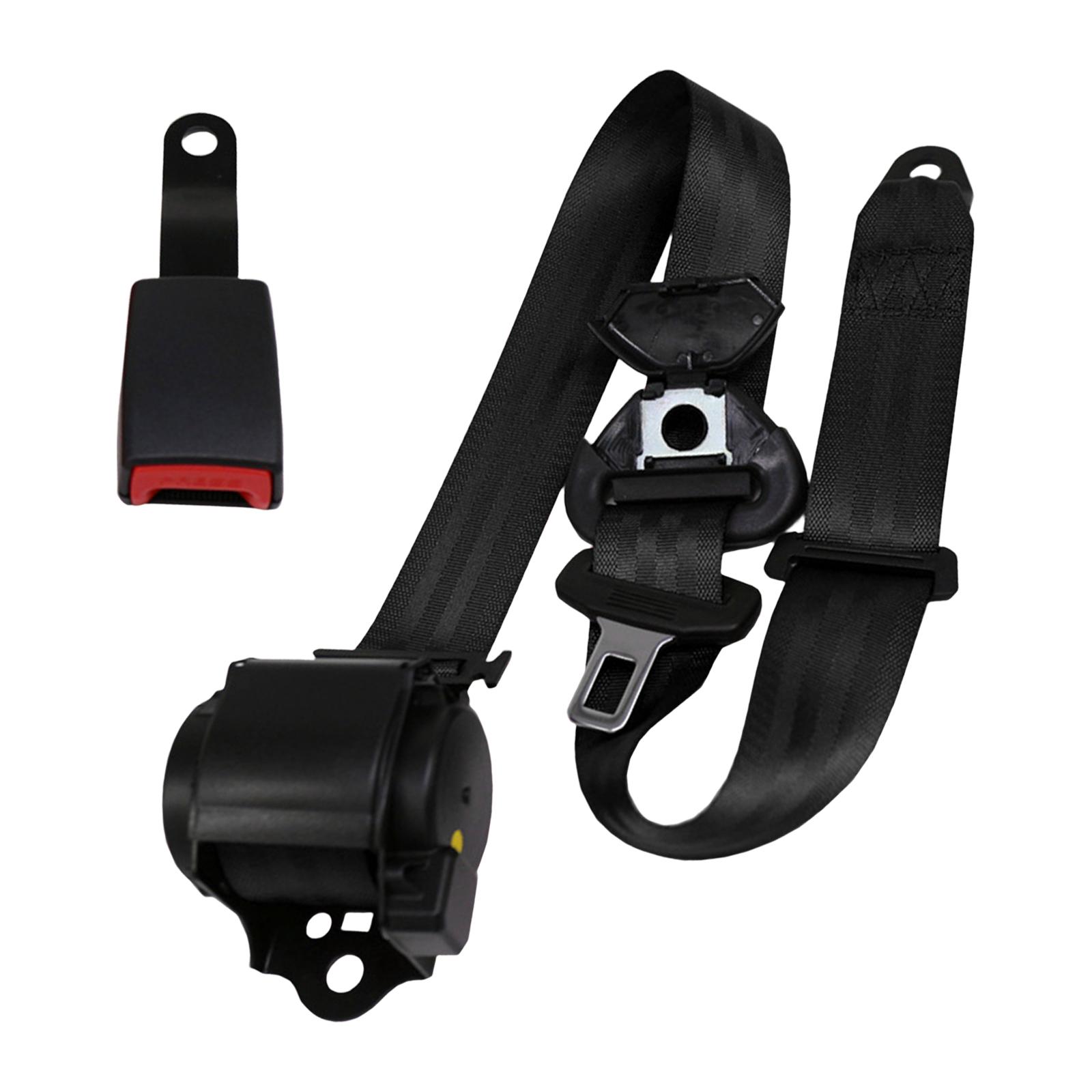 Magideal - Cinturón De Seguridad De Coche De 3 Puntos, Cinturón De Seguridad Retráctil Automático Para Autobuses Go Kart, Negro