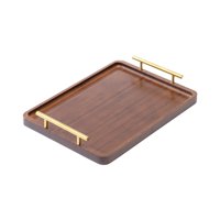 Magideal - Bandeja De Madera Para Servir Aperitivos, Bandeja Con Asas, Bandeja De Exhibición Para Comida, Bandeja Otomana, Bandeja De Mesa De Centro Para Mostrad 36X25Cm