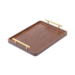 Magideal - Bandeja De Madera Para Servir Aperitivos, Bandeja Con Asas, Bandeja De Exhibición Para Comida, Bandeja Otomana, Bandeja De Mesa De Centro Para Mostrad 36X25Cm