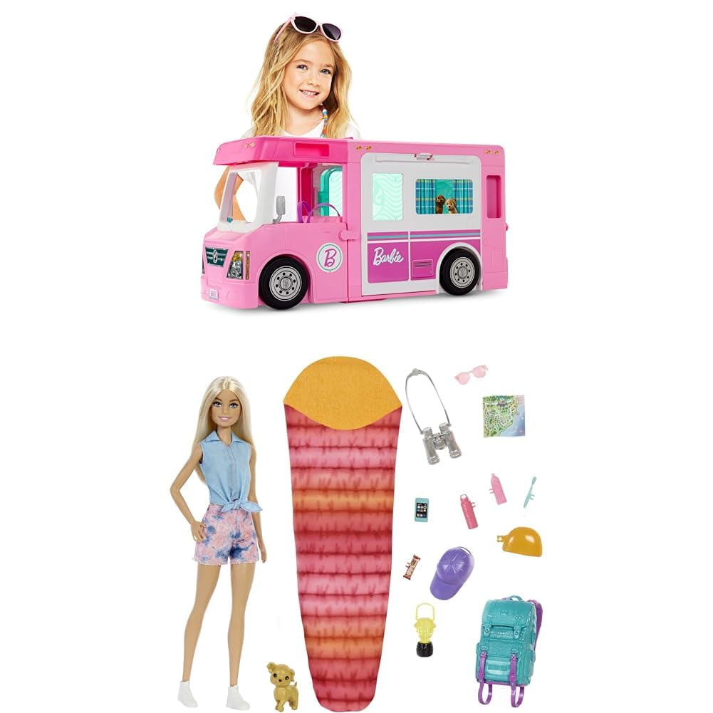Paquete De Juguetes Barbie Dreamcamper 3 En 1 De 90 Cm Y Set De Juego Para Acampar