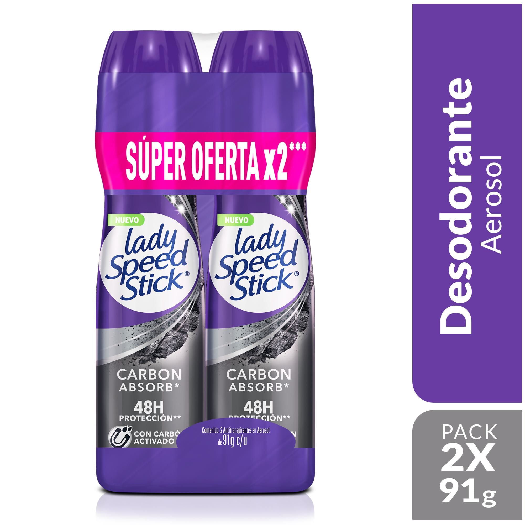 Desodorante En Spray Speed Stick Carbon Absorb Pack 2 Un g g Lady Speed Stick